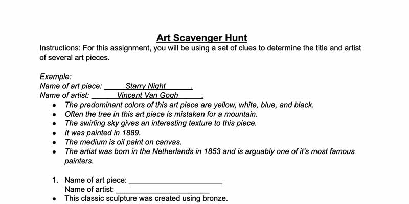 Art Scavenger Hunt